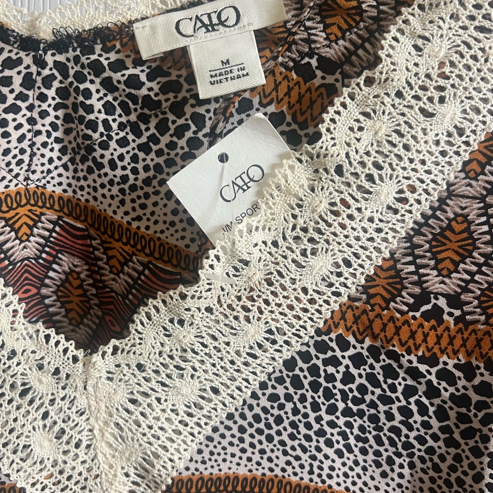 Cato‎ Multicolor Patterned Top with Lace Detail - Picture 4 of 4